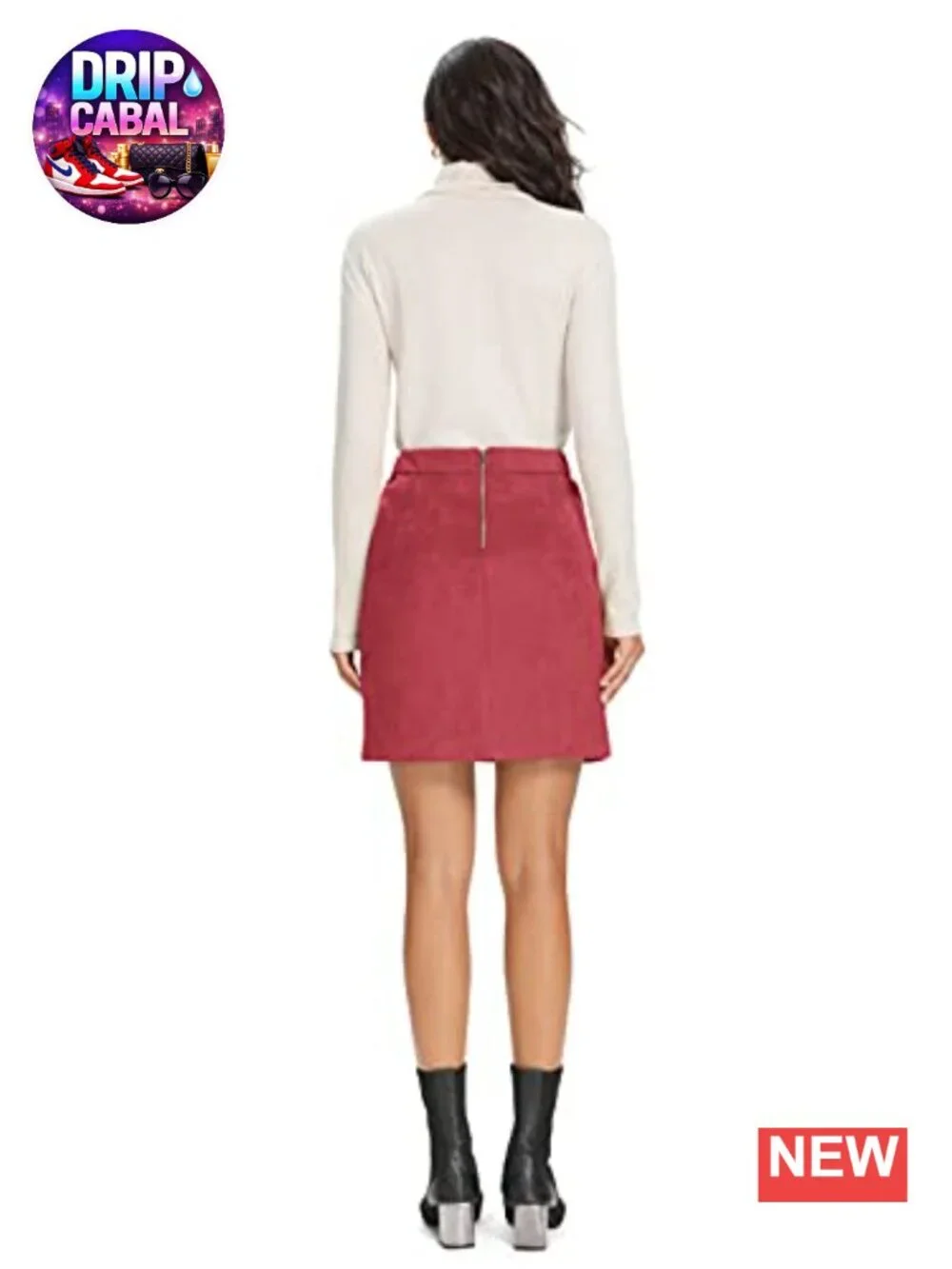 High Waist Faux Suede Bodycon Mini Skirt with Back Zipper